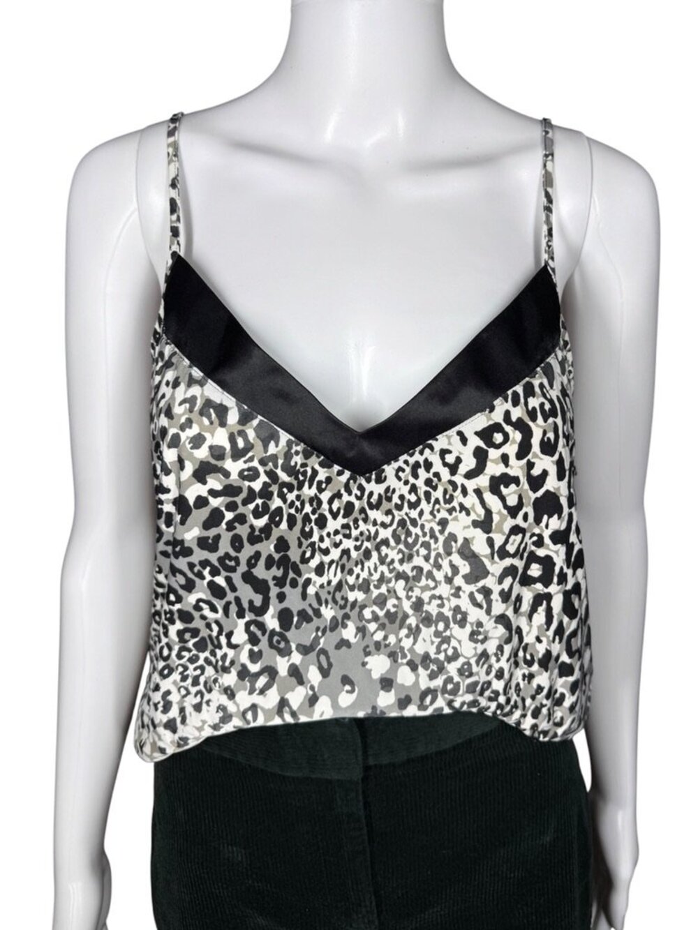 Y2K Leopard Animal Print Silk Tank Camisole Cami Top Size Large